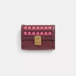 Coach Hutton Wallet with Weaving - Pink and Burgundy
